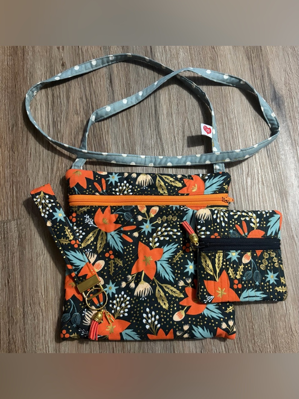 PS I Love You - Crossbody Bag Set - 3 Pc Set - Bag, Coin Purse & Wristlet Strap